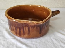 Ancien grand Caquelon, Casserole en terre cuite vernissée 23cm de diamètre