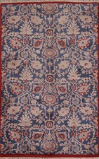Tapis Accent Indien Floral Bleu À Motif Vintage 4x6 Fait Main En Laine