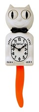 White Kit-Cat Klock Black Bow