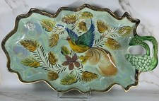 Superbe Grand Plat à Fruit Hubert BEQUET Doré à l'or fin, irisé, pailleté unique