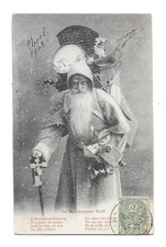 CPA carte postale ancienne  Christmas Père Noël et sa hote aux jouets 1902