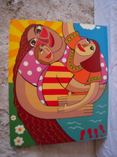 PEINTURE SUR CARTON - POP ART SIGNEE ( voir photo ).