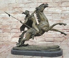 33cmx40.6cm Bronze Sculpture Chair Amazone Fille Equitation Cheval Grand Statues