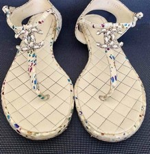 SANDALES BEIGES CHANEL T.36,5