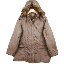 Style Veste Parka Femme 46 Taupe Coton Capuche Fourrure Amovible Hiver Zippée