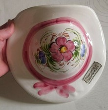 Vase Mural Art Faïence /Peint À La Main/ Décor De Fleurs / Pièce Unique. 