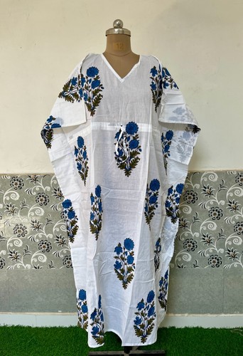 Inde blanc floral kaftan - inde,