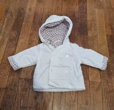 Veste cyrillus mi-saison blanche avec revers vichy taille 3 mois