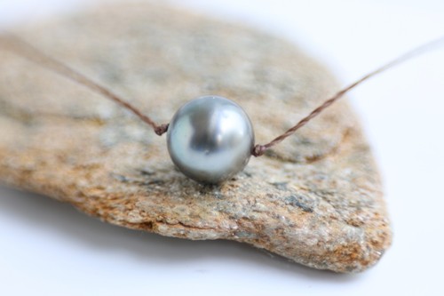 Collier argent fil - argent, ciré
