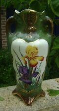 ANCIEN GRAND VASE 1900 SAINT AMAND LES EAUX IRIS FAIENCE ART NOUVEAU D1122/2