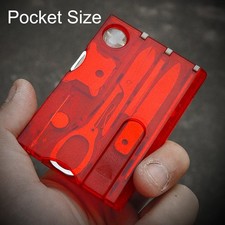 Carte de survie 14 en 1 3,2 * 2,2 * 0,2 pouces noir noir rouge kit d'outils de p