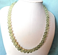 Collier en Prehnite 8mm précieuse, naturelle- 45cm de 210.Cts/ Argent massif