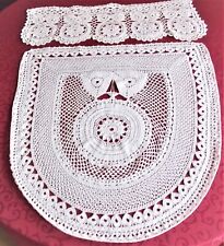 RIDEAU et BRISE BISE crochet main ENSEMBLE SECONDE MAIN BLANC  65 DE LARGE