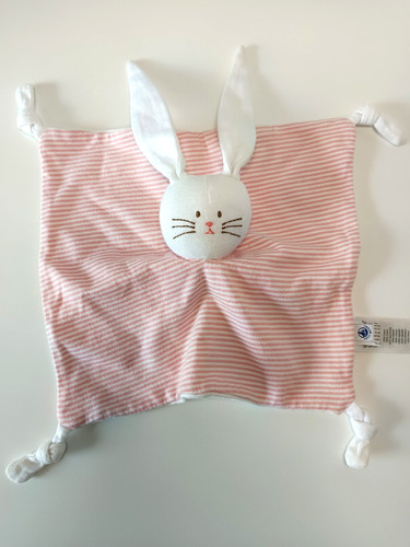 Doudou plat carré lapin blanc - plat,