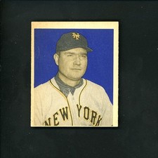 1949 Bowman # 85 Johnny Mize EX/MT cond No Name on Front Variat. New York Giants
