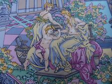 Coupon tissu ancien beau décor Antique de l'Olympe Déesse Dieux Angelot Putti 80