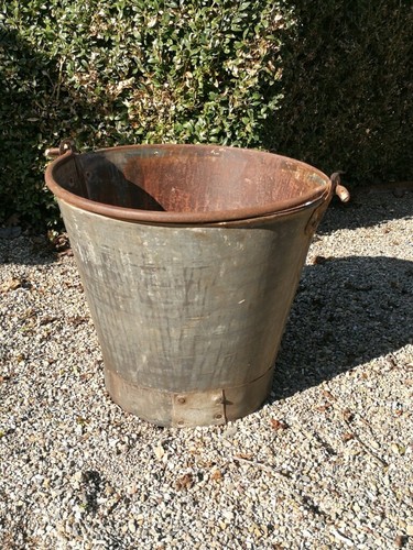 Seau plantes zinc vintage - seau,