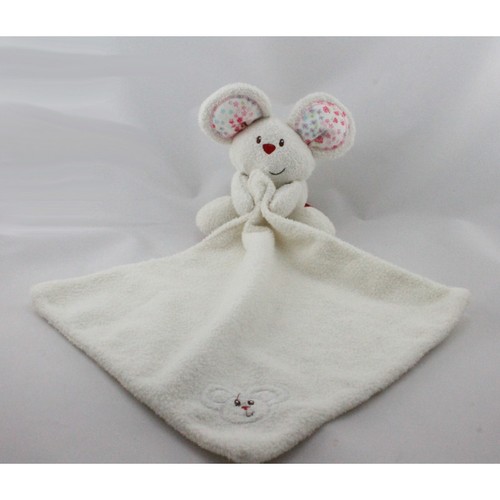 Doudou souris blanche rose