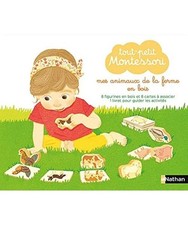 Tout-petit Montessori - Mes animaux de la ferme en bois: Avec 8 figurines en boi