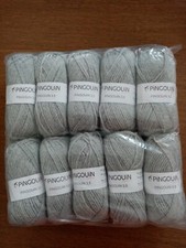 LOT DE 10 PELOTES 50% LAINE PEIGNEE MARQUE PINGOUIN NEUVES GRIS PALE MARENGO