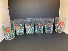 LOT ANCIEN VERRE A MOUTARDE PUBLICITAIRE SCHTROUMPFS