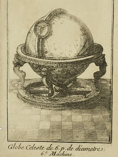 Globe celeste machine gravure - globe,