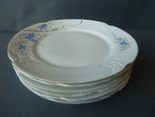 Lot de 6 anciennes assiettes à dessert en céramique décor fleur bleu old plates