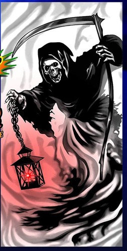 Lite scary grim reaper door - up,