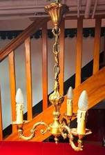 Lustre ancien 3 ampoules en bronze doré