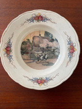 ASSIETTE CREUSE FAIENCE SARREGUEMINES U&C OBERNAI LOUX ANCIEN CHEVAL ALSACE 1907