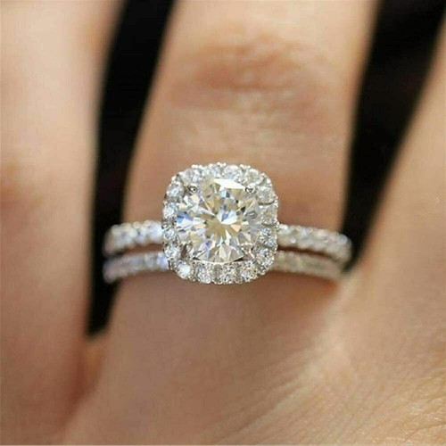 Bague alliance halo - , diamant