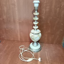 Pied De Lampe À Poser En Onyx Vert Et Métal Argenté, 50 Cm, Années 1960-1970