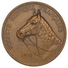 France médaille Société hippique française 1912 A. de Fayolle (officier) bronze