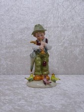 Aelteste Volkstedt Porcelaine Design Figurine Garçons Flûte Oiseaux - Vintage -