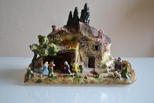 ancienne crèche provençale miniature électrifiée céramique émaillée Noel Santon