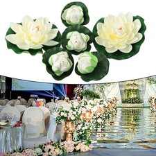 6PCS Plantes Flottantes Nénuphar Artificielle Fleur Lotus Feuille Étang Jardin
