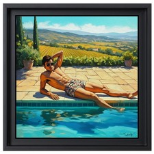 Superbe tableau Alain Delon par Olivier de Tullasky 🎨 « La Piscine » 30x30cm