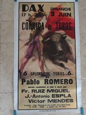 Belle Ancienne Affiche de Corrida Dax 1964 Entoilée