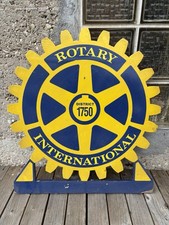 Ancien Panneau Publicitaire En Bois Peint Rotary Club International Déco