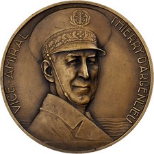 France, Médaille, Vice-Amiral Thierry d'Argenlieu, 1945, Bronze, Baudichon