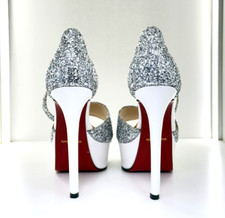 Sharlene 41 15cm Sexy Sandals white glitter leather platform high heel