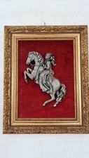 Sculpture Statue miniature animal horse, rider. figurine cheval cavalière étain 