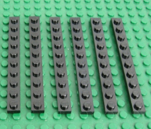 Lego black plate 1x10 - x, ref