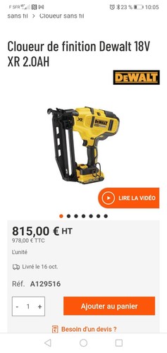 Cloueur dewalt 18v - cloueur, xr