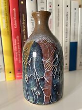 Vase Vintage En Céramique, Décor Floral, Signature À Identifier