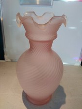 Splendide Vase Ancien en Verre Rose Grande Taille 40cm Décoration Vintage 