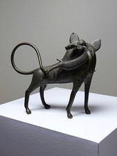 Sujet, lion, hyène, bête en Bronze du Bénin Dahomey Cotonou vintage/ancien