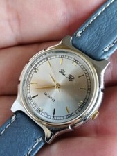 MONTRE FEMME VINTAGE WATCH YVES FELY LOOK CHIC CLASSIQUE 1990 CUIR METAL QUARTZ