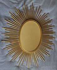 Miroir soleil Sunburst vintage fer plié doré Chaty Vallauris , carton non signé