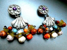 Grandes boucles Pendants articulés signés Jacky de G Paris Vintage 80 TB